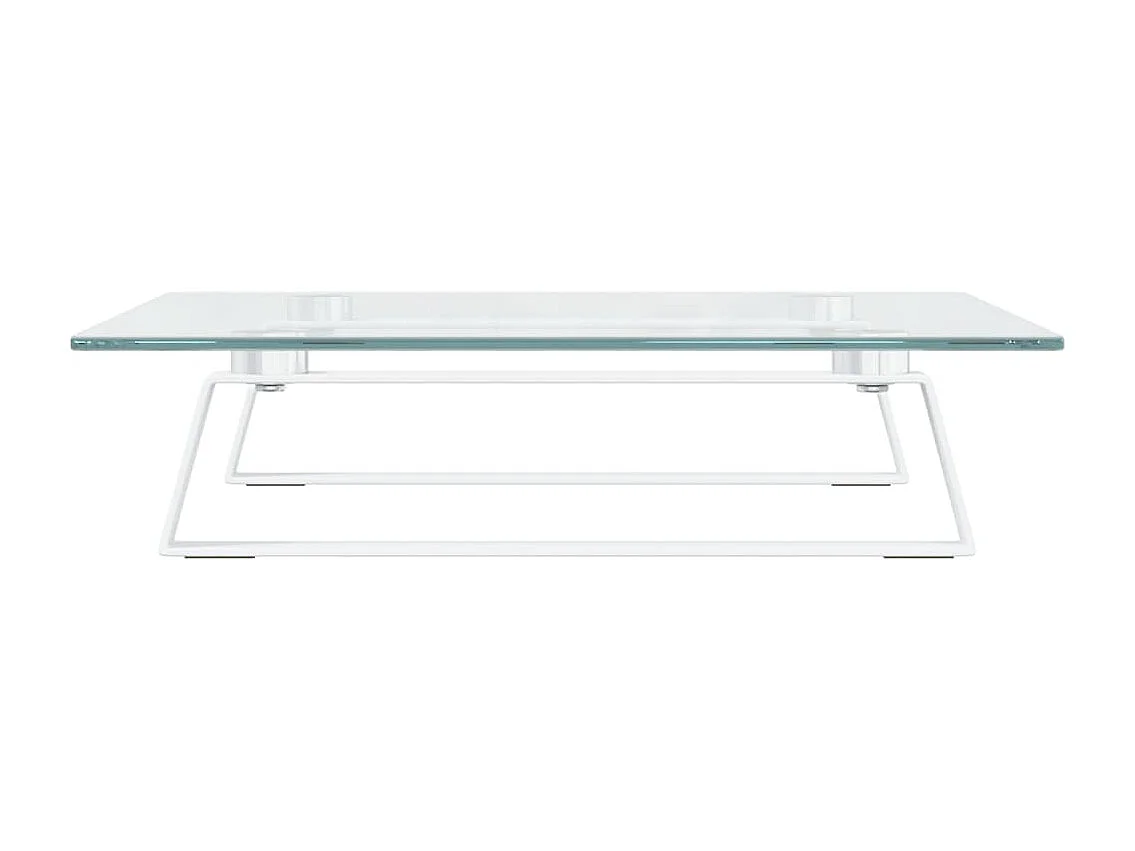 Mesa de escritorio para monitor mueble 40 x 35 x 8 cm cristal templado y metal blanco 02_0044861