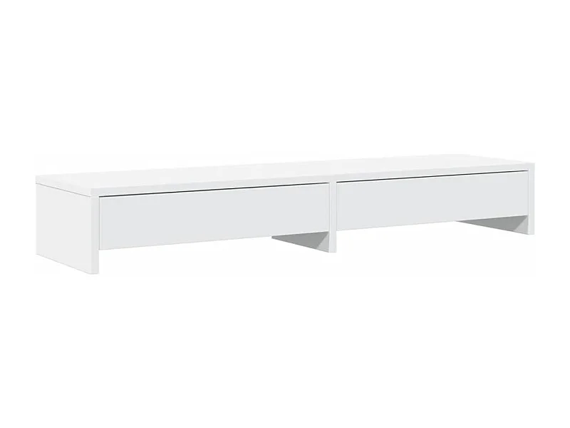 Mesa de escritorio con soporte para monitor y cajones de madera de ingeniería blanca 02_0044934