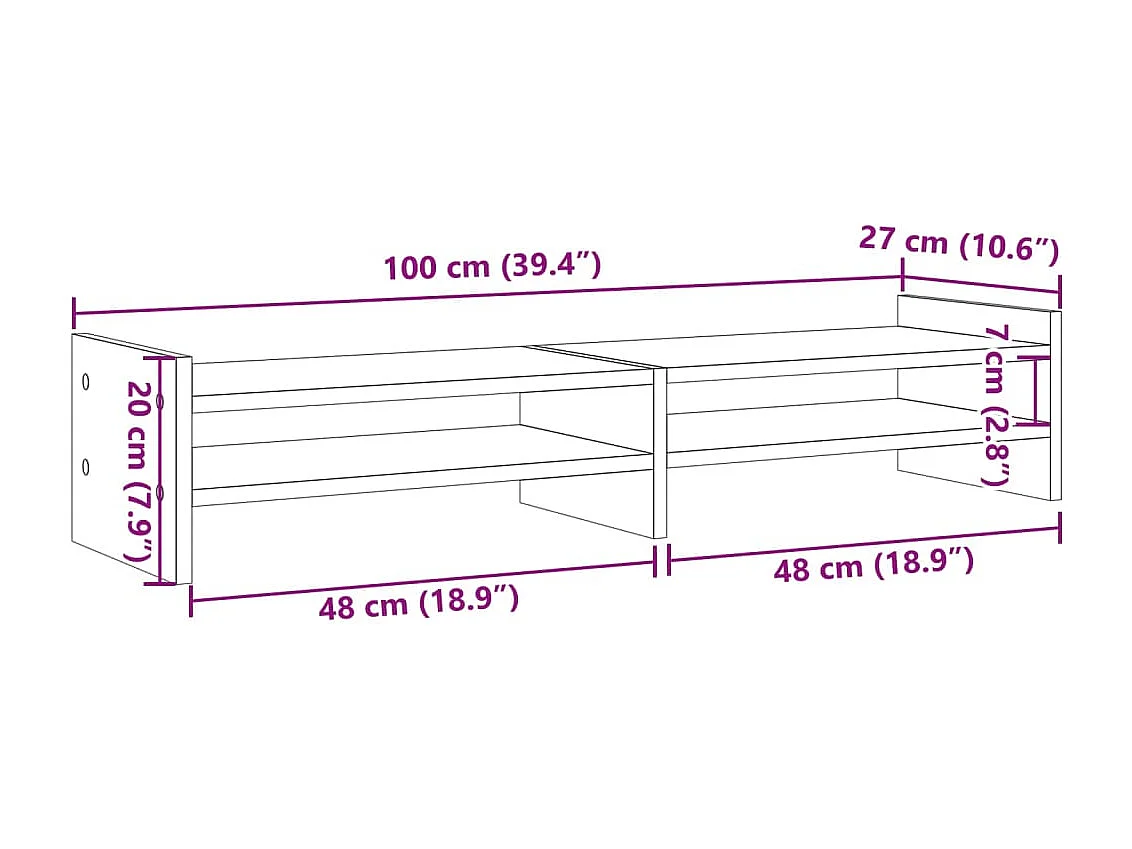 Support de moniteur table bois marron 100 x 27 x 20 cm 02_0044982