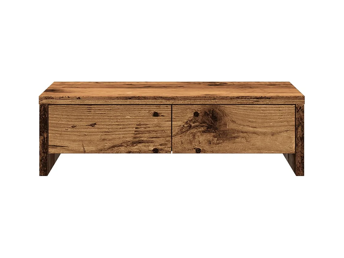 Suporte para monitor mesa móveis com gavetas madeira antiga madeira projetada marrom 02_0044949