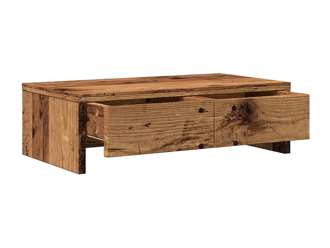 Suporte para monitor mesa móveis com gavetas madeira antiga madeira projetada marrom 02_0044949