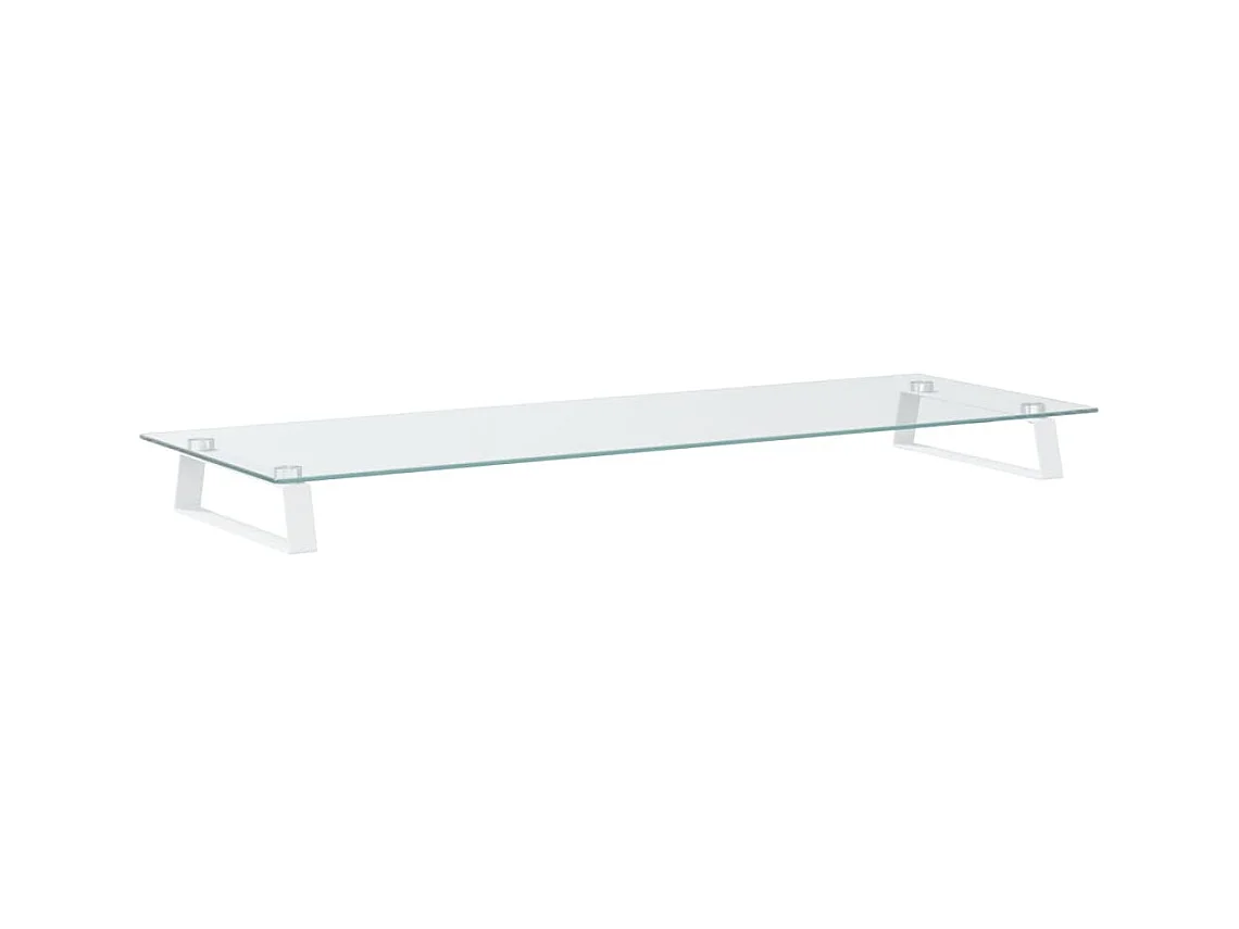 Suporte para monitor mesa e móvel 100 x 35 x 8 cm vidro temperado e metal branco 02_0044852