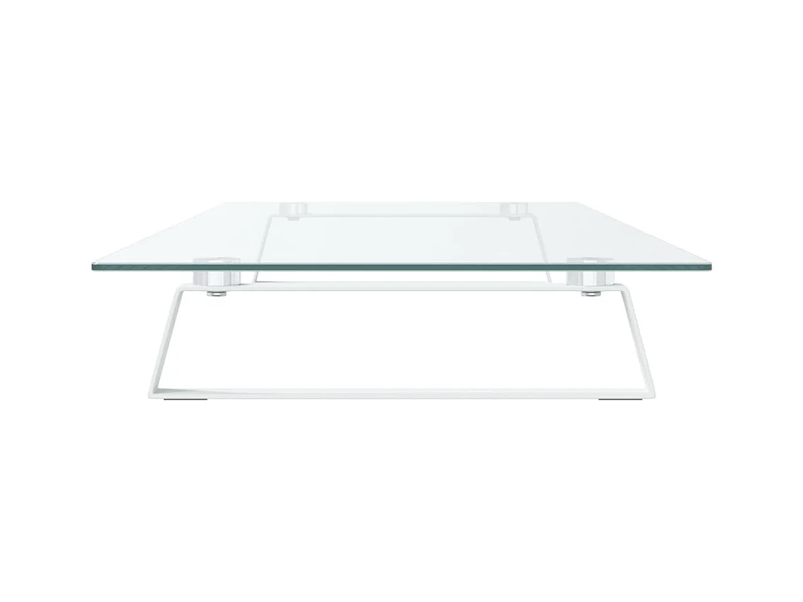 Mesa de escritorio para monitor mueble 100x35x8 cm cristal templado y metal blanco 02_0044852