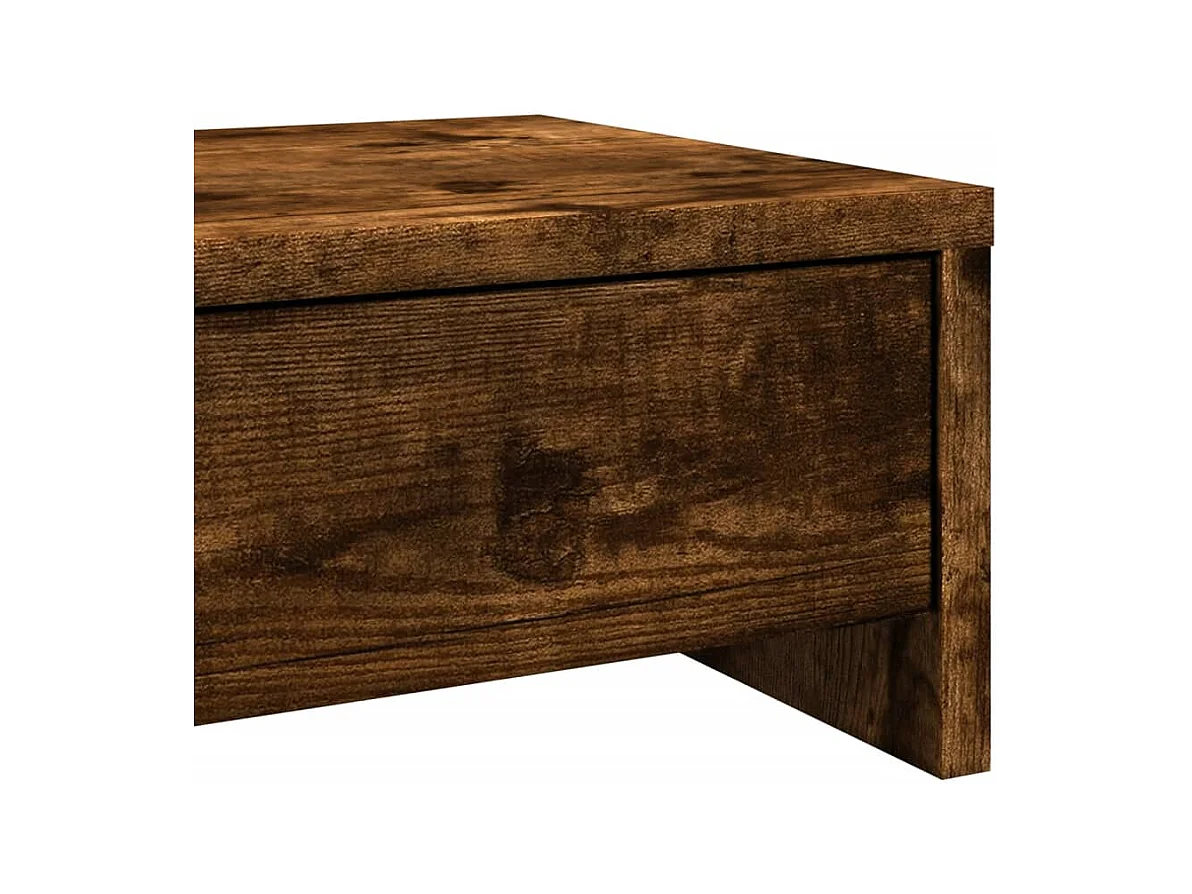 Mesa de escritorio con soporte para monitor y cajones de madera de ingeniería marrón 02_0044936