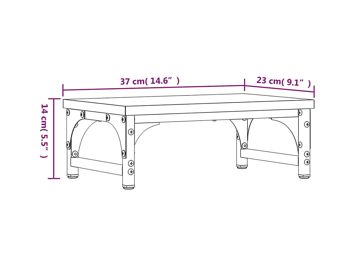 Mesa de escritorio con soporte para monitor 37 x 23 x 14 cm madera de ingeniería color negro 02_0044858
