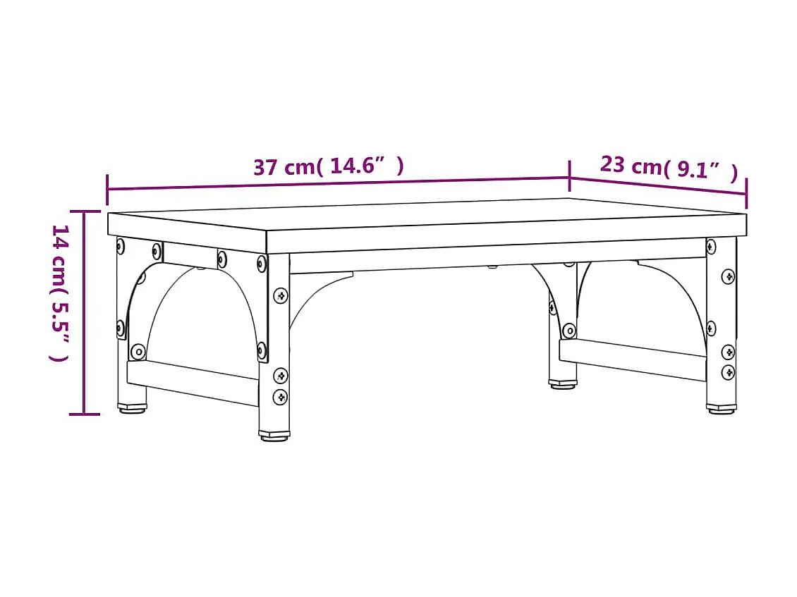 Supporto per monitor da tavolo mobile da scrivania 37 x 23 x 14 cm in legno ingegnerizzato nero 02_0044858