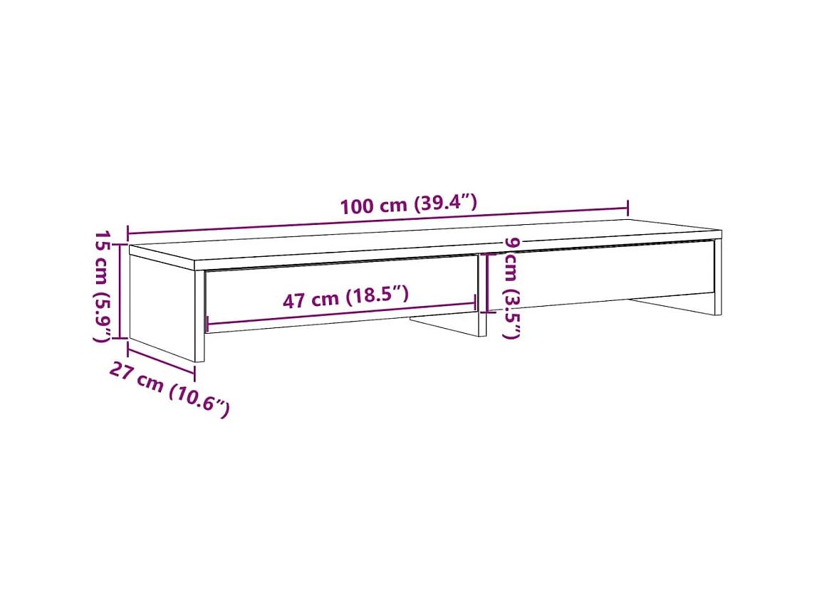 Suporte para monitor mesa e móveis com gavetas madeira projetada cinza 02_0044941