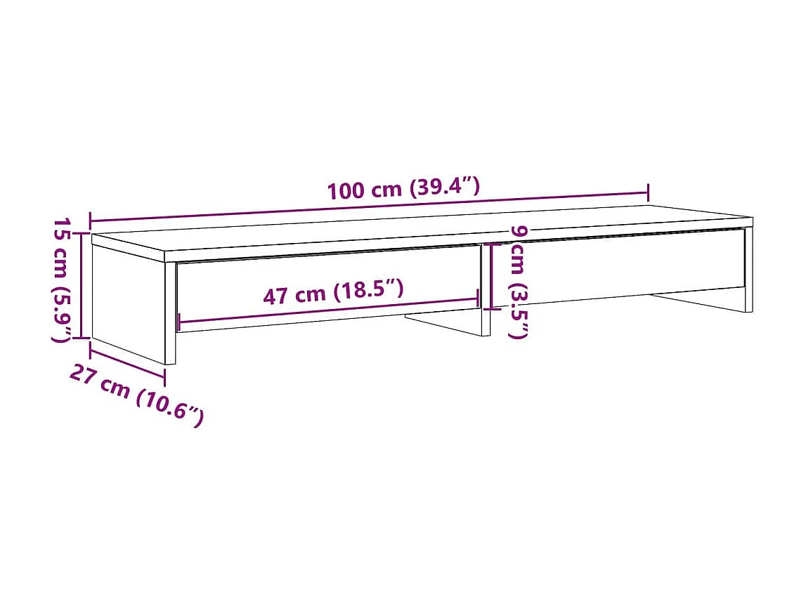 Suporte para monitor mesa móveis escrivaninha e gavetas feito à mão madeira projetada marrom 02_0044962