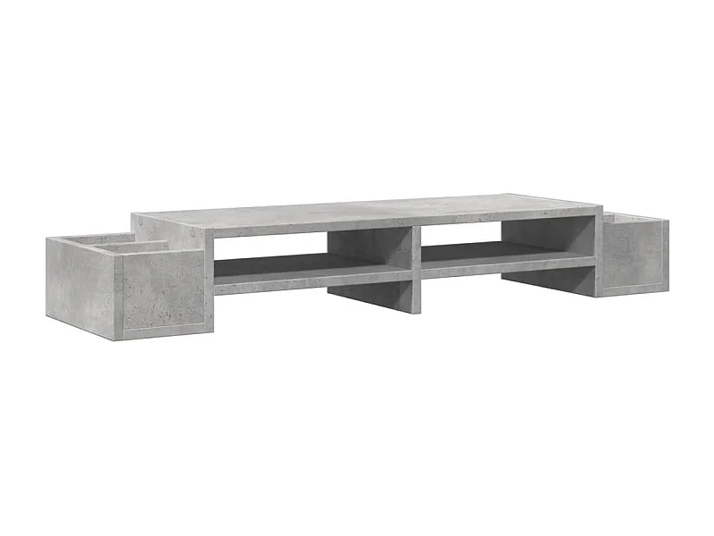 Mesa de escritorio con soporte para monitor y almacenamiento en madera de ingeniería gris 02_0044925