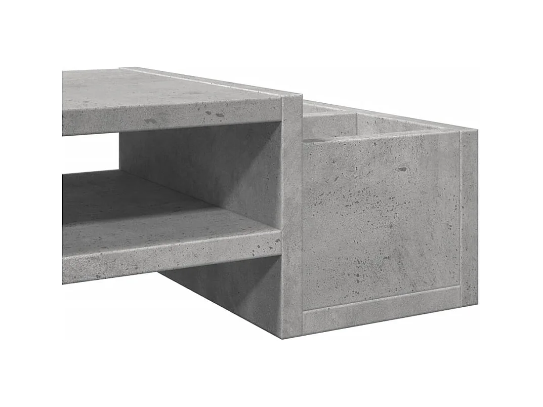 Mesa de escritorio con soporte para monitor y almacenamiento en madera de ingeniería gris 02_0044925