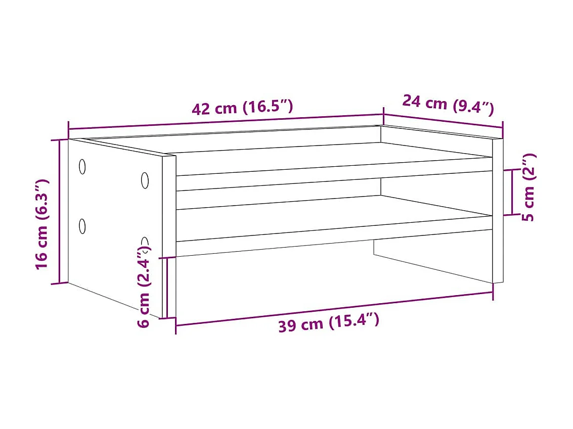 Support de moniteur table bois marron 42 x 24 x 16 cm 02_0044987