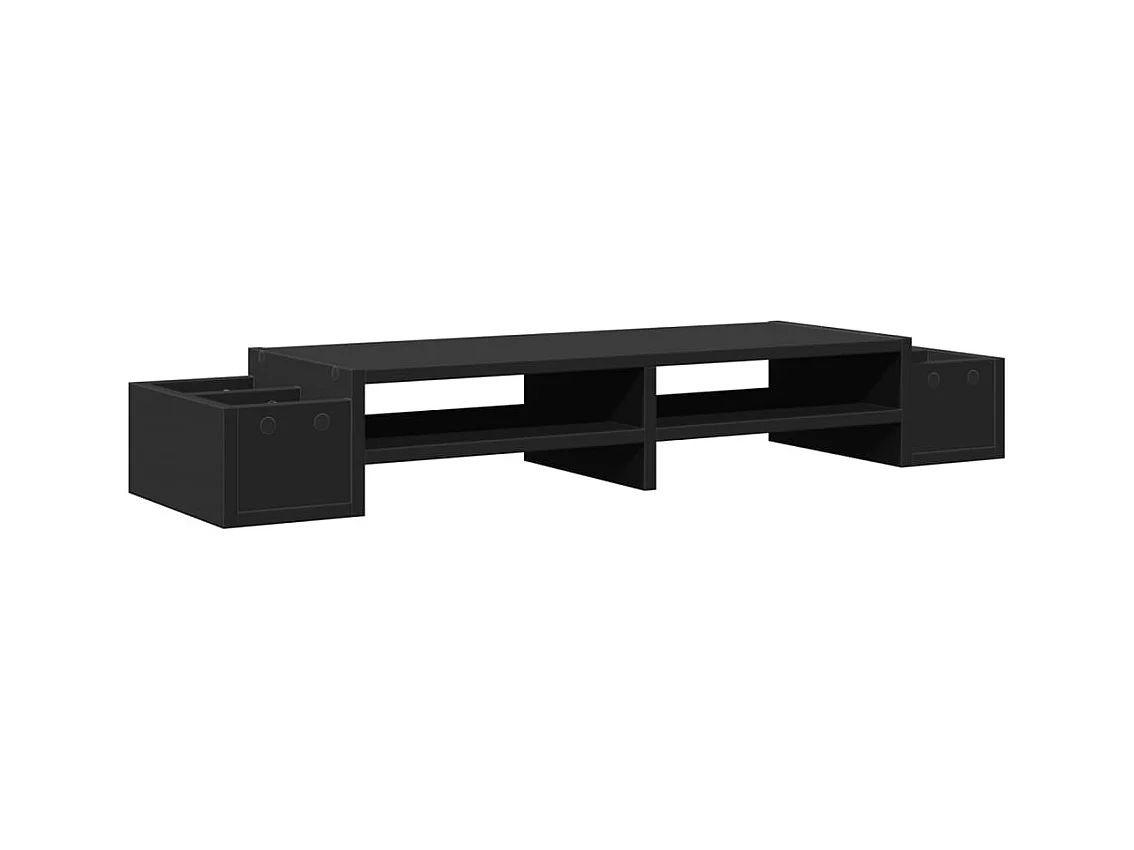Escritorio de madera maciza con soporte para monitor mueble con almacenamiento color negro 02_0044928