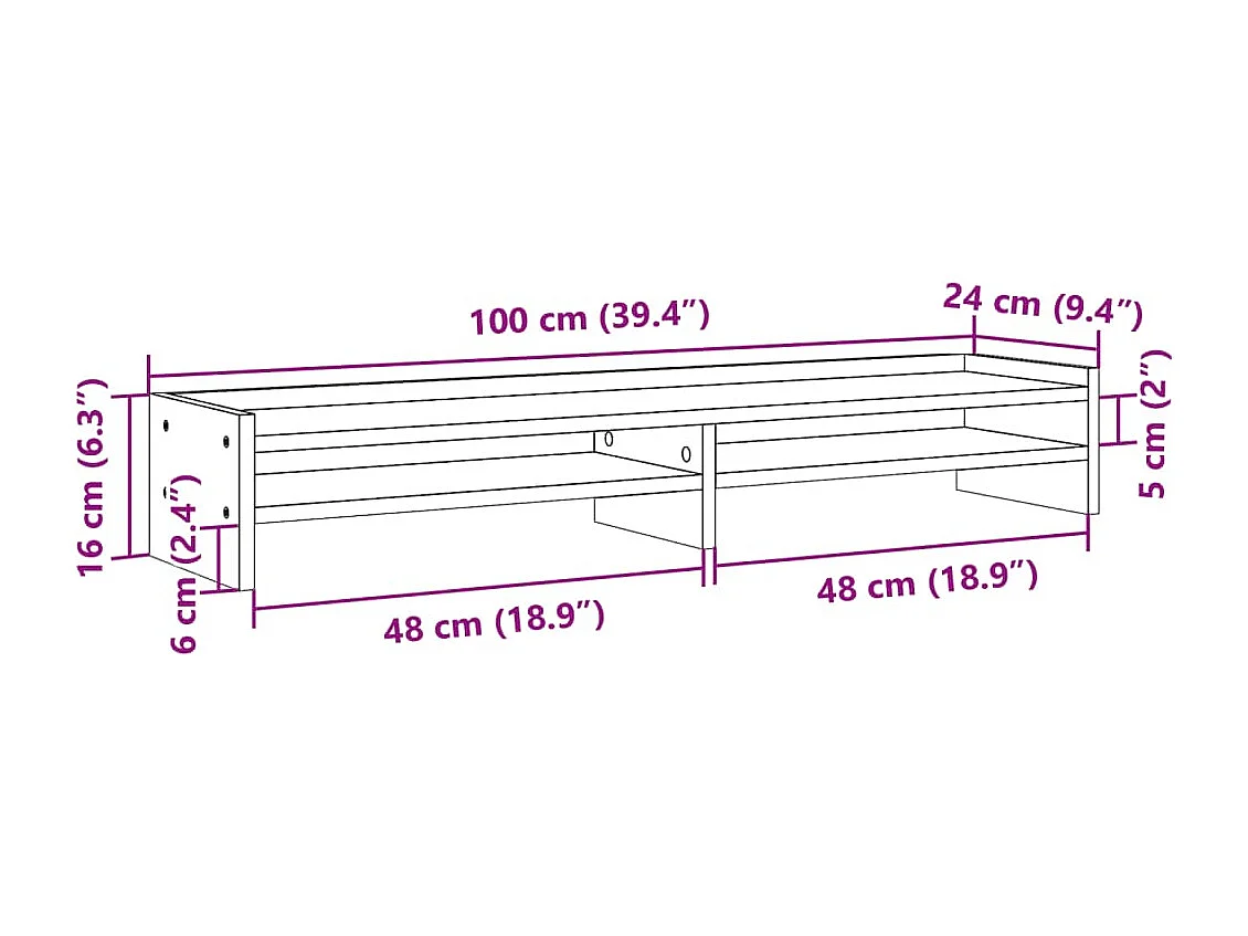 Mesa de monitor para oficina Sonoma 100 x 24 x 16 cm madera de ingeniería color gris 02_0044974