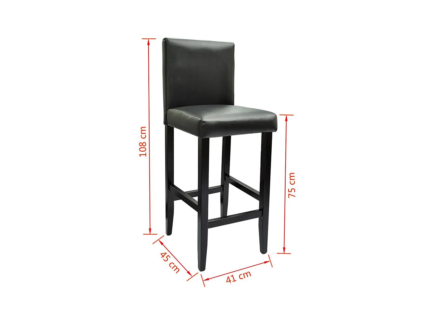 Conjunto de quatro bancos de bar de design com assento em couro artificial preto 1202063