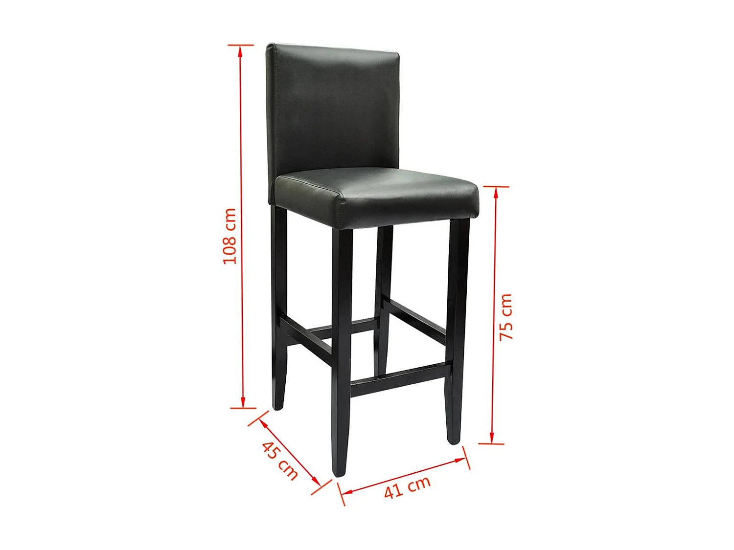 Conjunto de quatro bancos de bar de design com assento em couro artificial preto 1202063