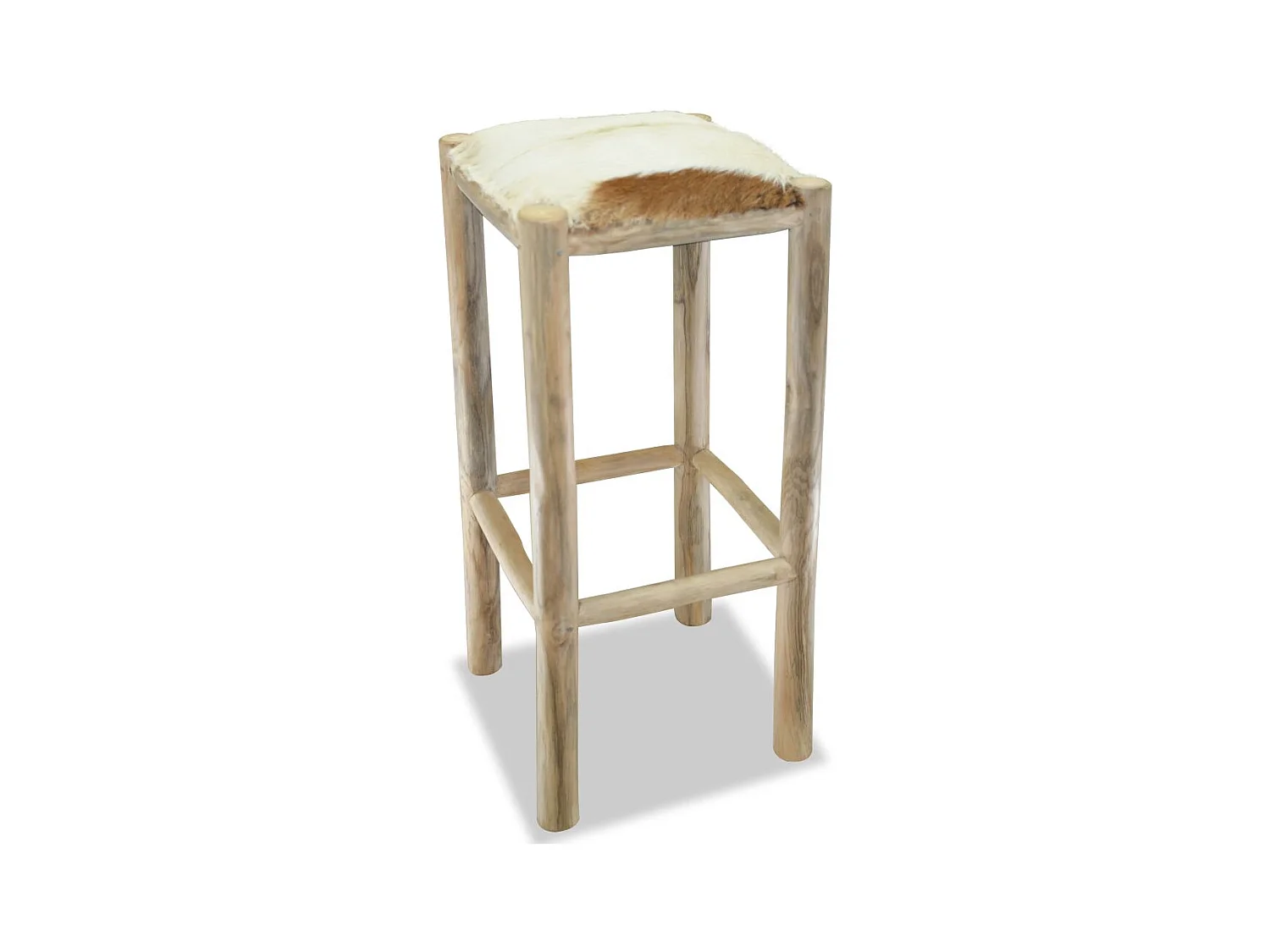 Cadeira de bar designer assento de couro genuíno teca quadrado marrom 1202093