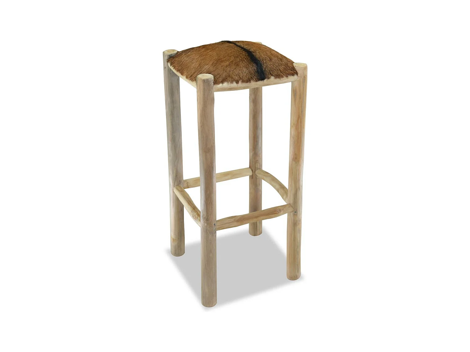 Cadeira de bar designer assento de couro genuíno teca quadrado marrom 1202093