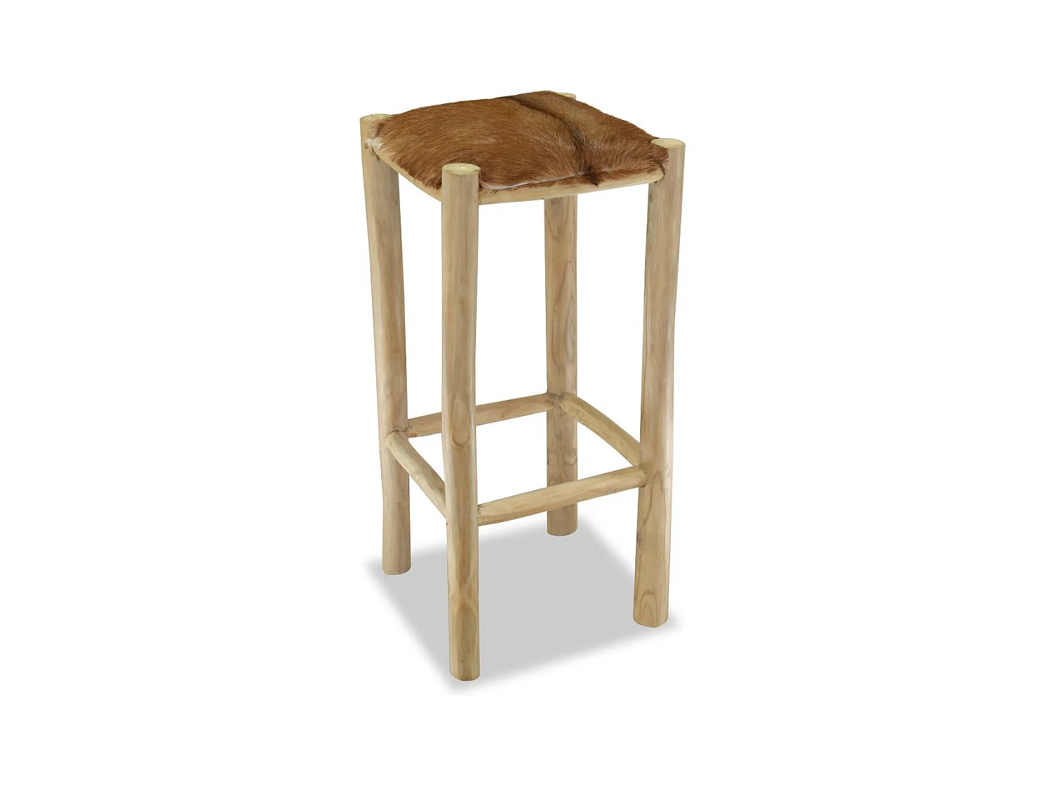 Cadeira de bar designer assento de couro genuíno teca quadrado marrom 1202093