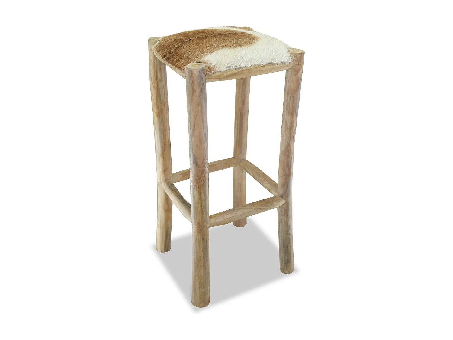 Cadeira de bar designer assento de couro genuíno teca quadrado marrom 1202093