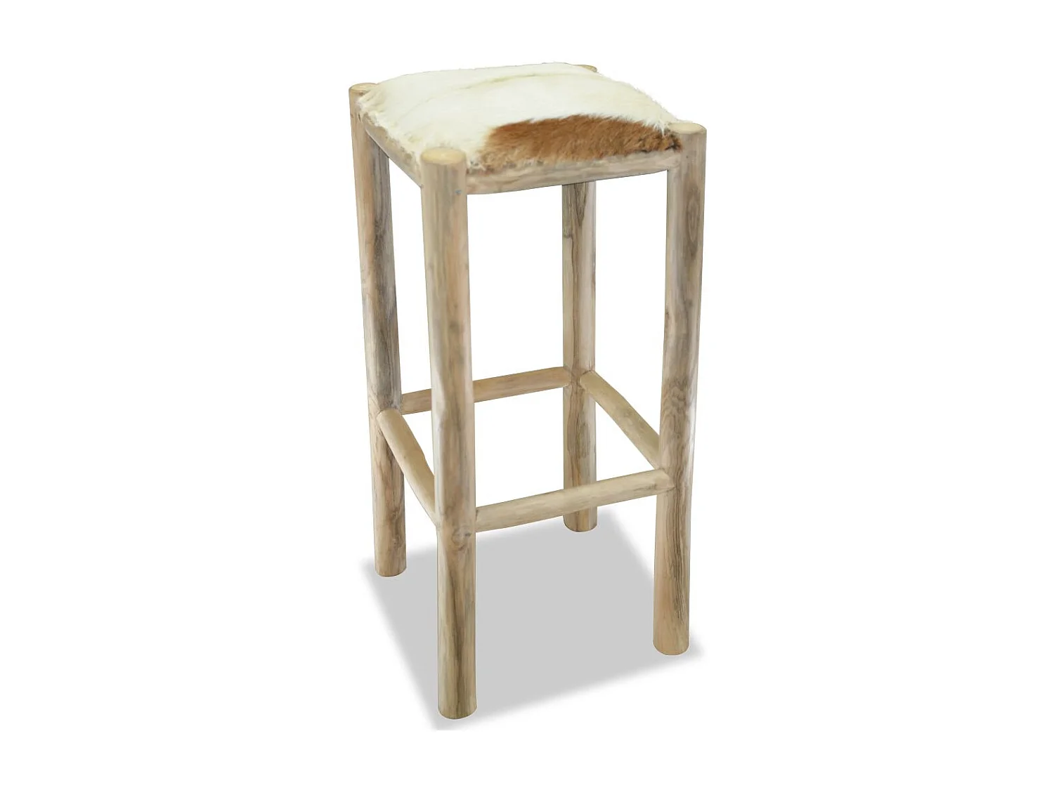 Cadeira de bar designer assento de couro genuíno teca quadrado marrom 1202093