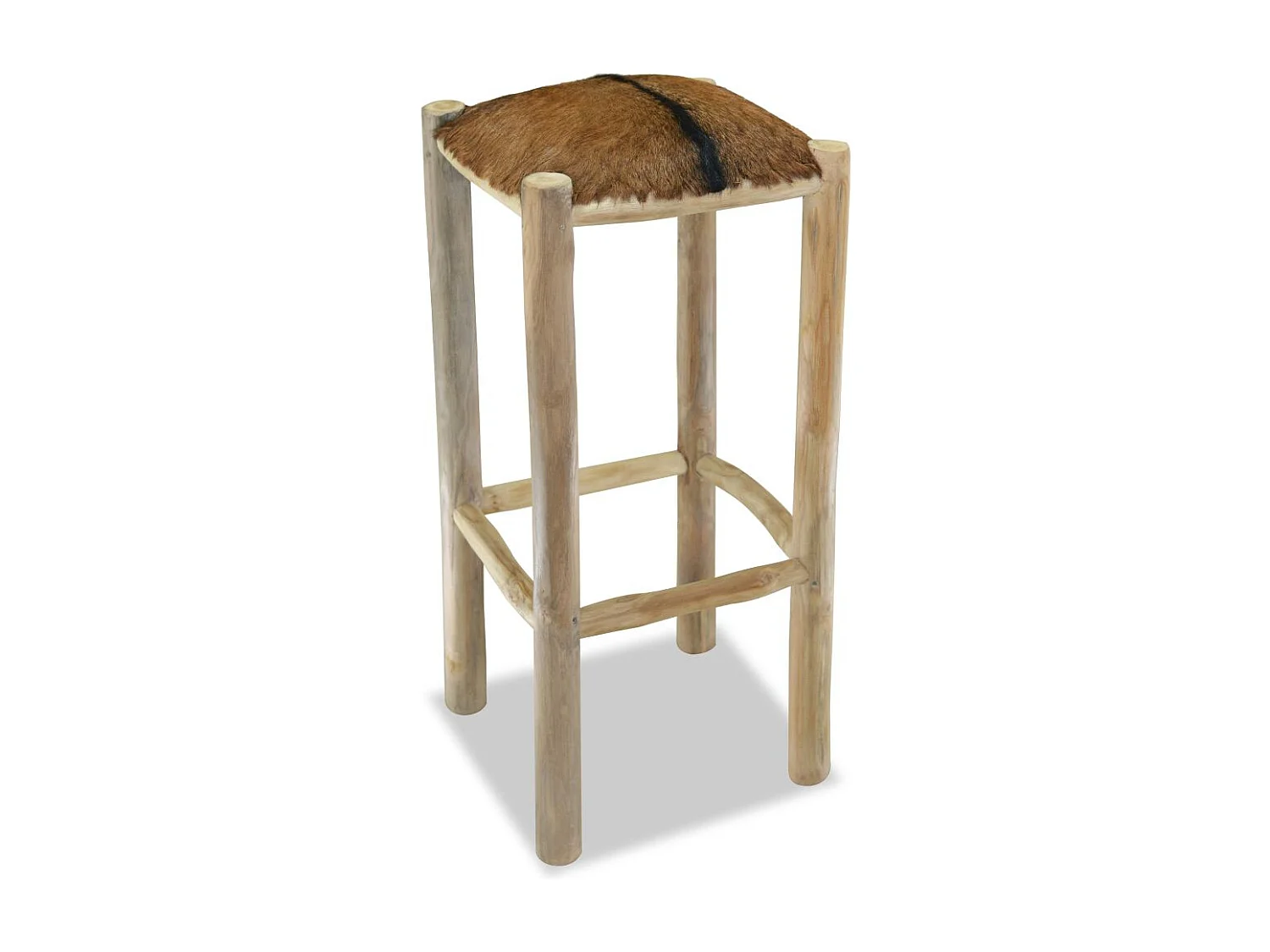 Cadeira de bar designer assento de couro genuíno teca quadrado marrom 1202093