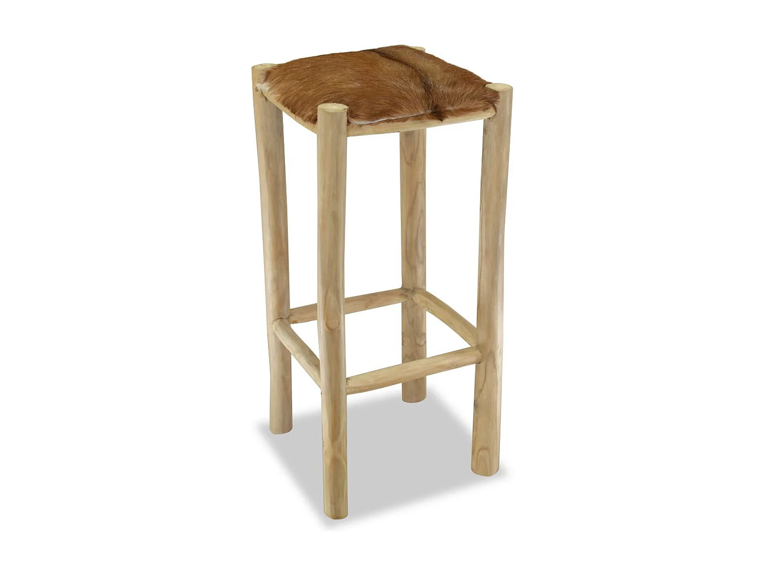 Cadeira de bar designer assento de couro genuíno teca quadrado marrom 1202093