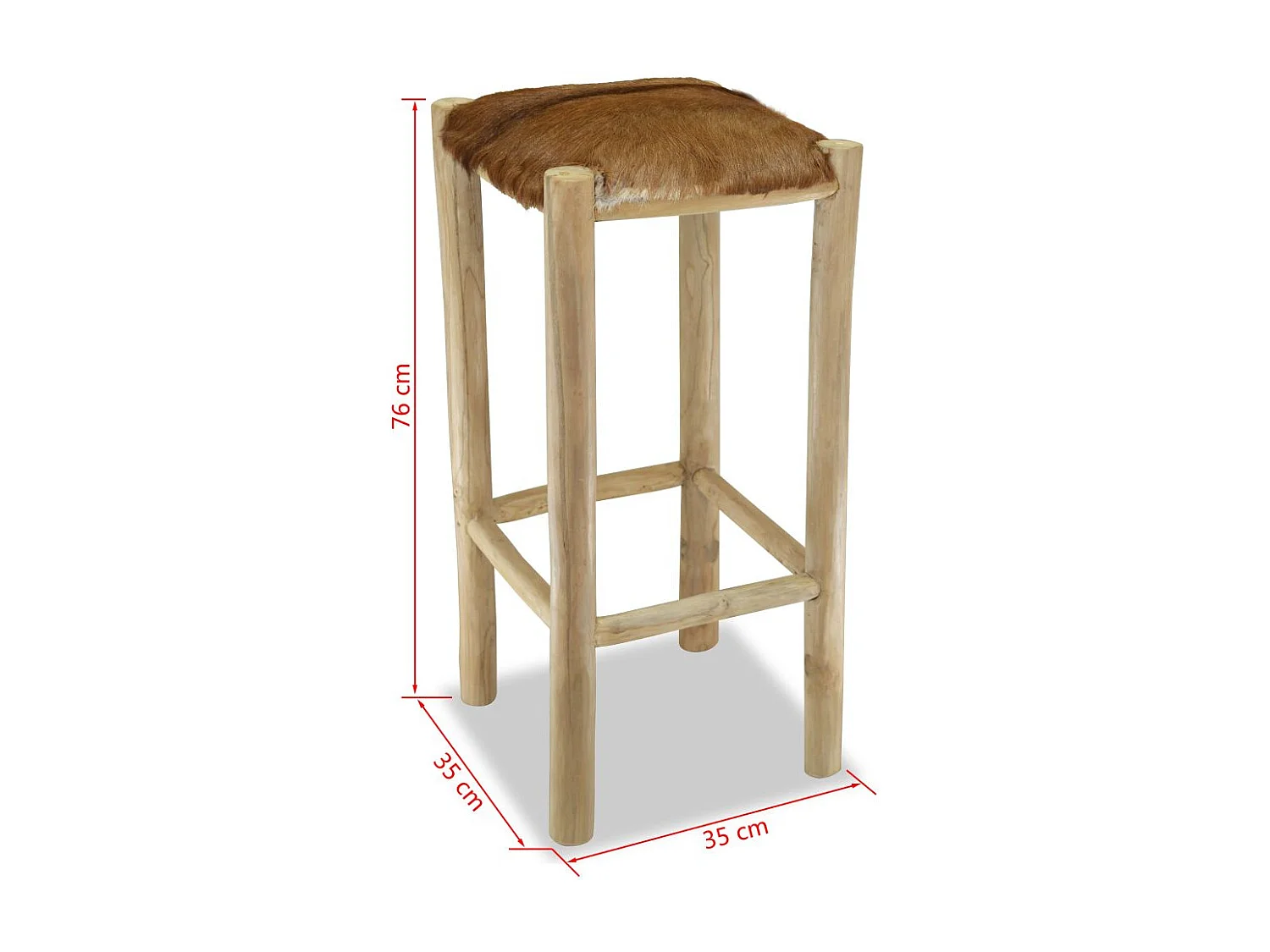 Cadeira de bar designer assento de couro genuíno teca quadrado marrom 1202093