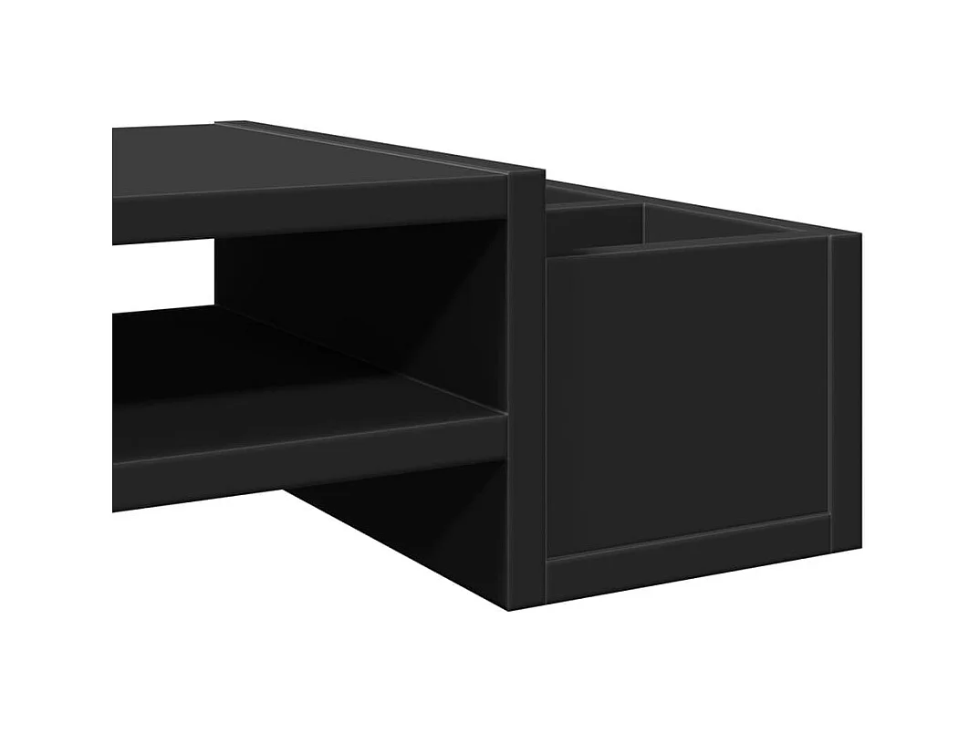 Mesa de escritorio con soporte para monitor y almacenamiento de madera de ingeniería negra 02_0044927