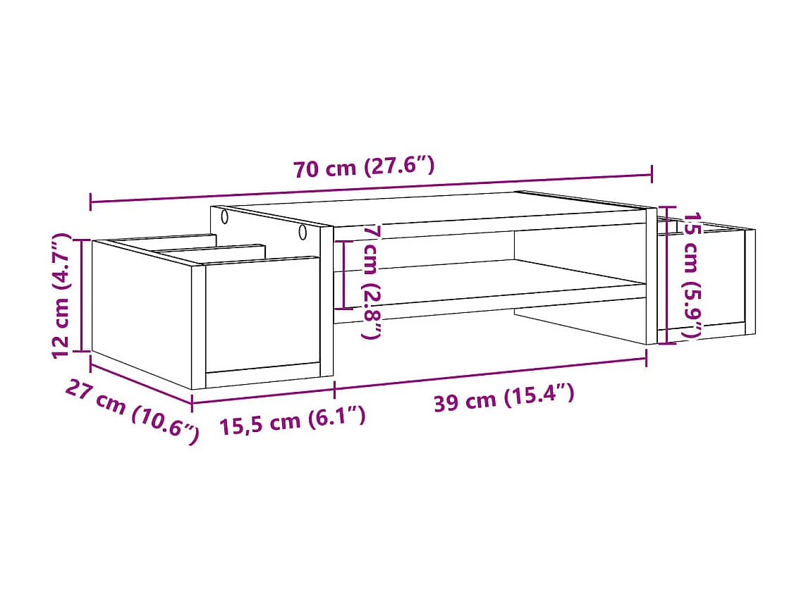 Supporto per monitor tavolo da scrivania con contenitore in legno ingegnerizzato nero 02_0044927