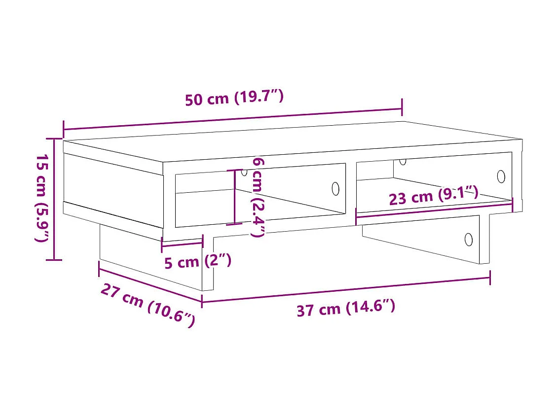 Suporte para monitor mesa móveis escritório sonoma 50 x 27 x 15 cm madeira projetada marrom 02_0044992