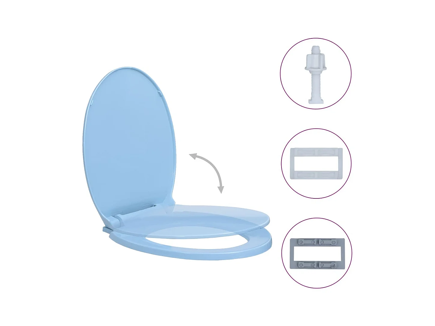 Asiento de inodoro ovalado azul con cierre suave 02_0002923