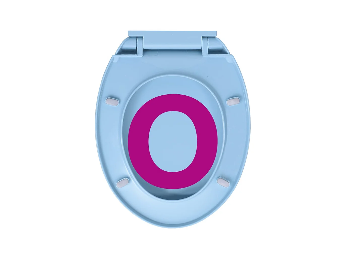 Asiento de inodoro ovalado azul con cierre suave 02_0002923