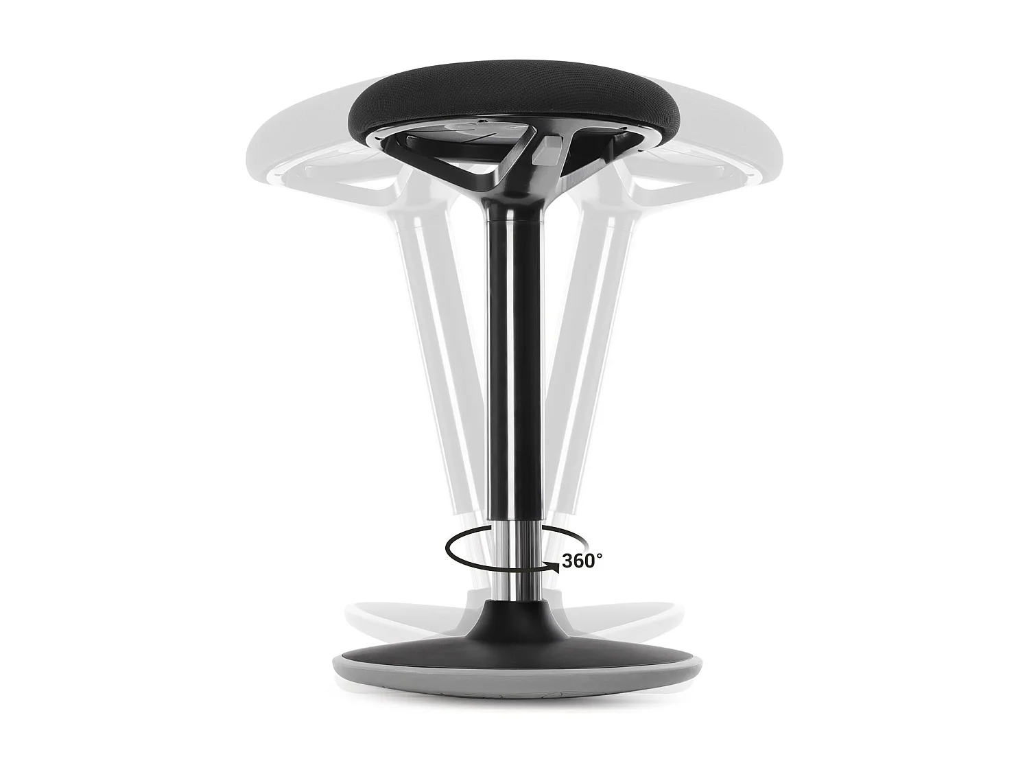 Banco dinâmico banco ergonômico assento de trabalho giratório 360 ° altura ajustável 50-70 cm sem montagem preto 12_0001460