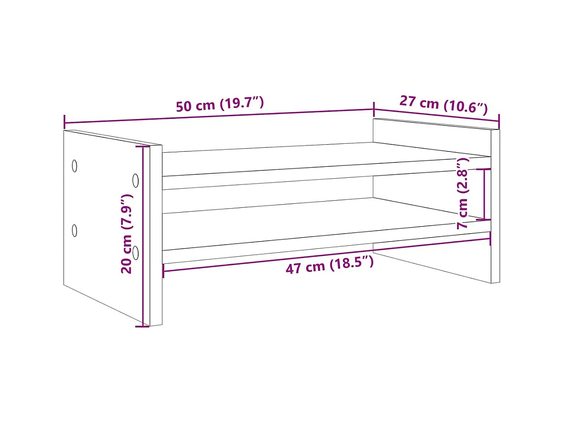 Support de moniteur table bois marron 50 x 27 x 20 cm 02_0044995