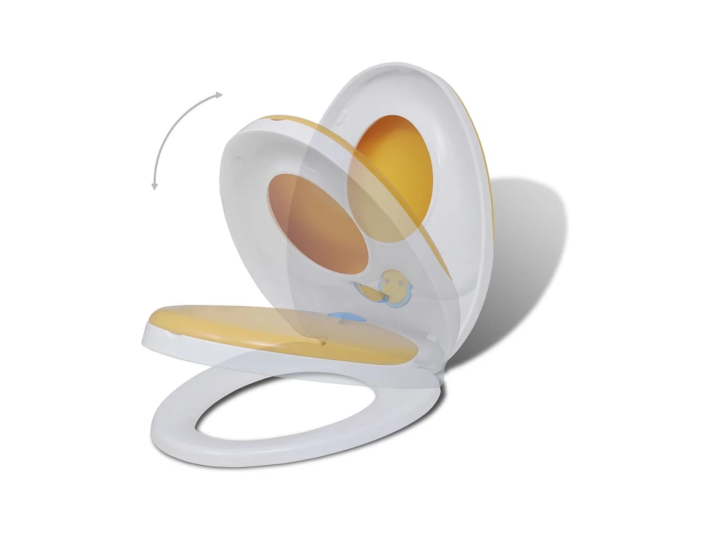 Conjunto de dois assentos sanitários e tampas de plástico branco e amarelo 02_0002959