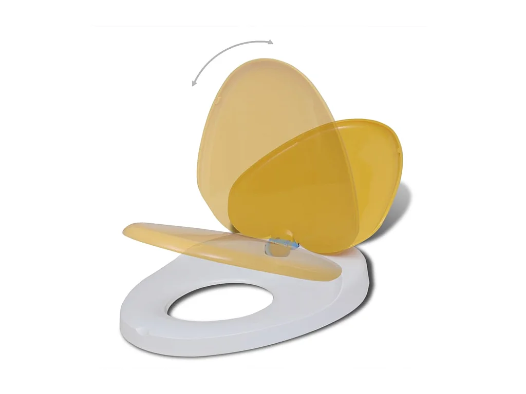 Conjunto de dois assentos sanitários e tampas de plástico branco e amarelo 02_0002959
