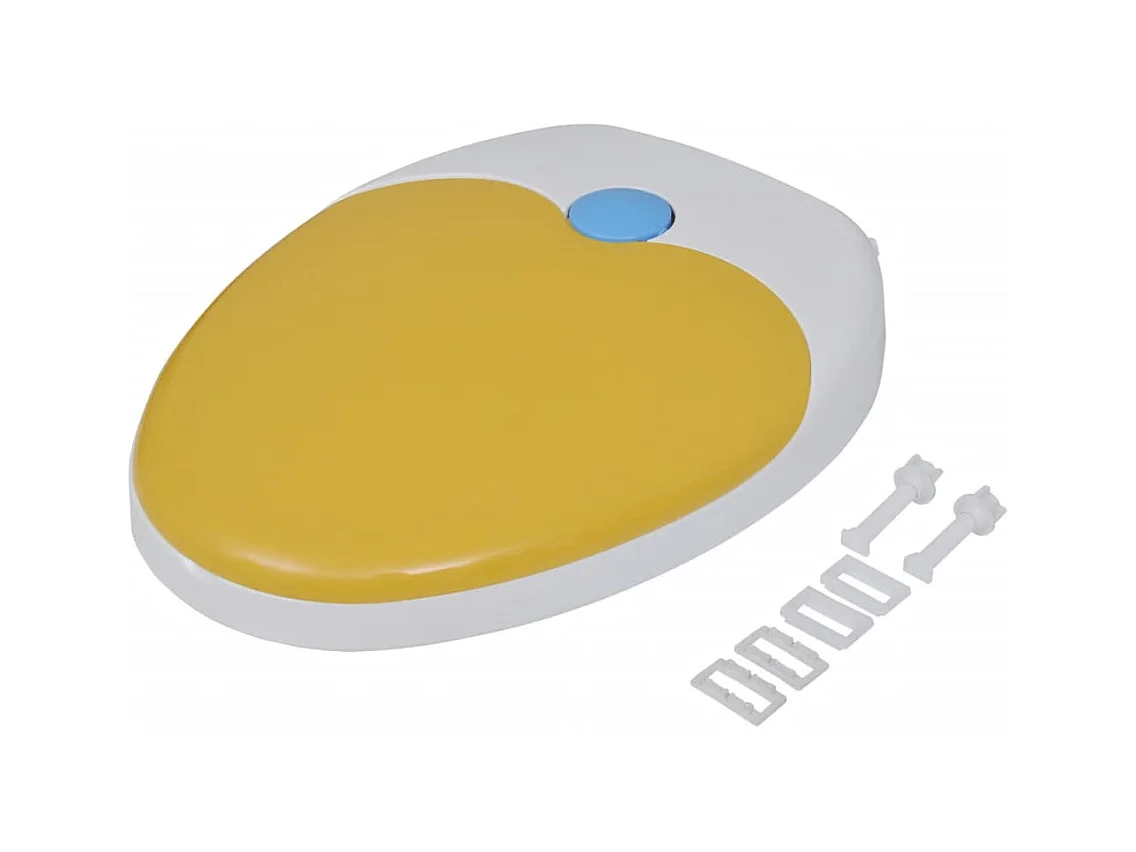 Conjunto de dois assentos sanitários e tampas de plástico branco e amarelo 02_0002959