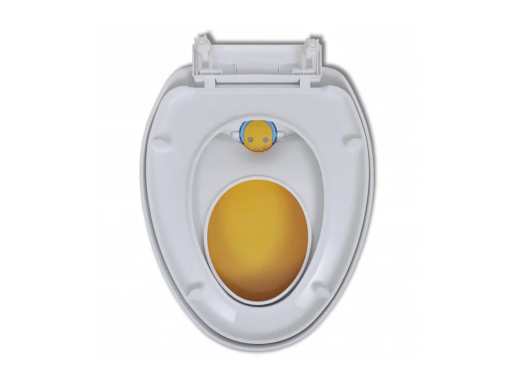 Conjunto de dois assentos sanitários e tampas de plástico branco e amarelo 02_0002959