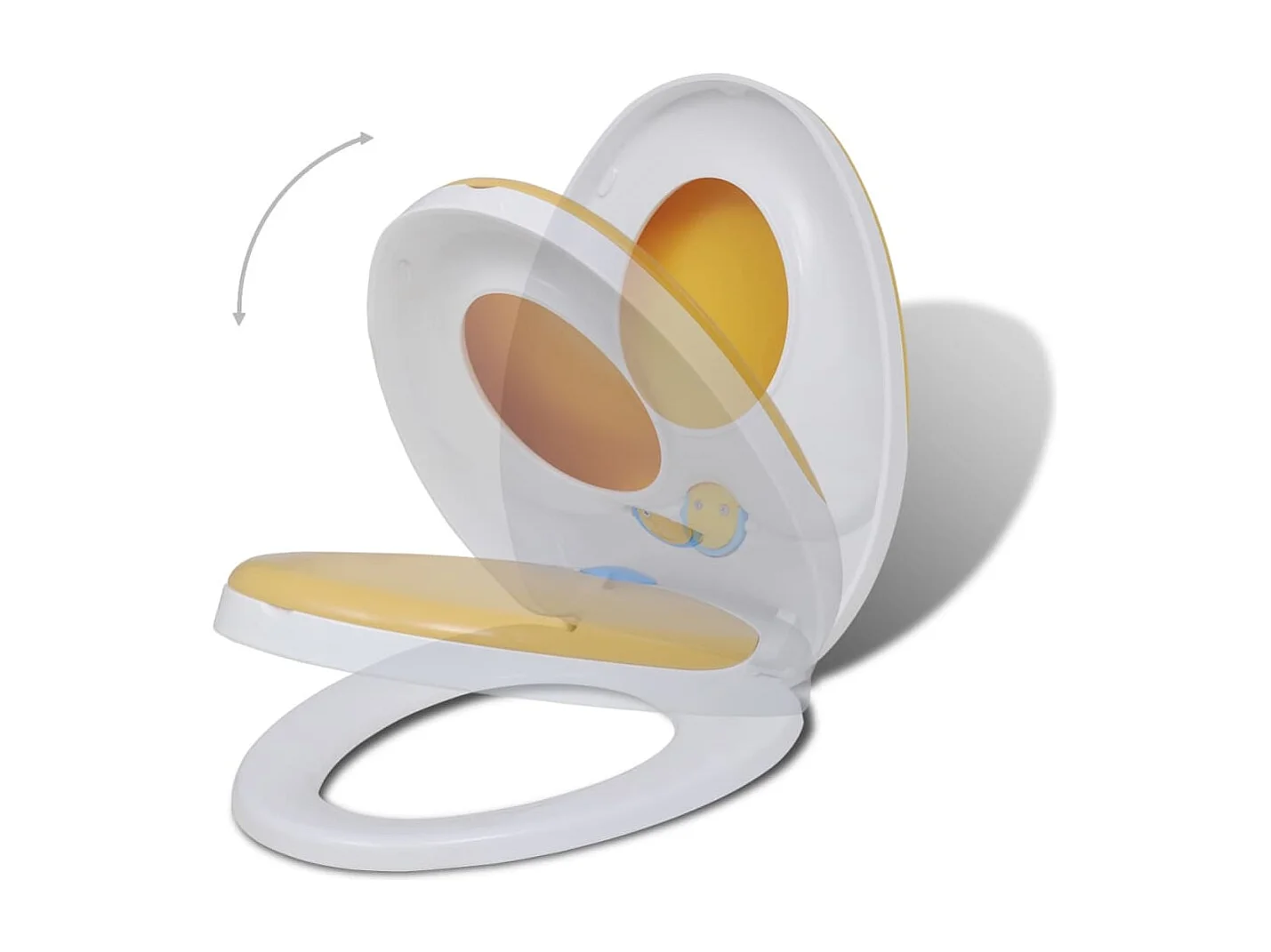 Juego de dos asientos y tapas de inodoro de plástico blanco y amarillo 02_0002959