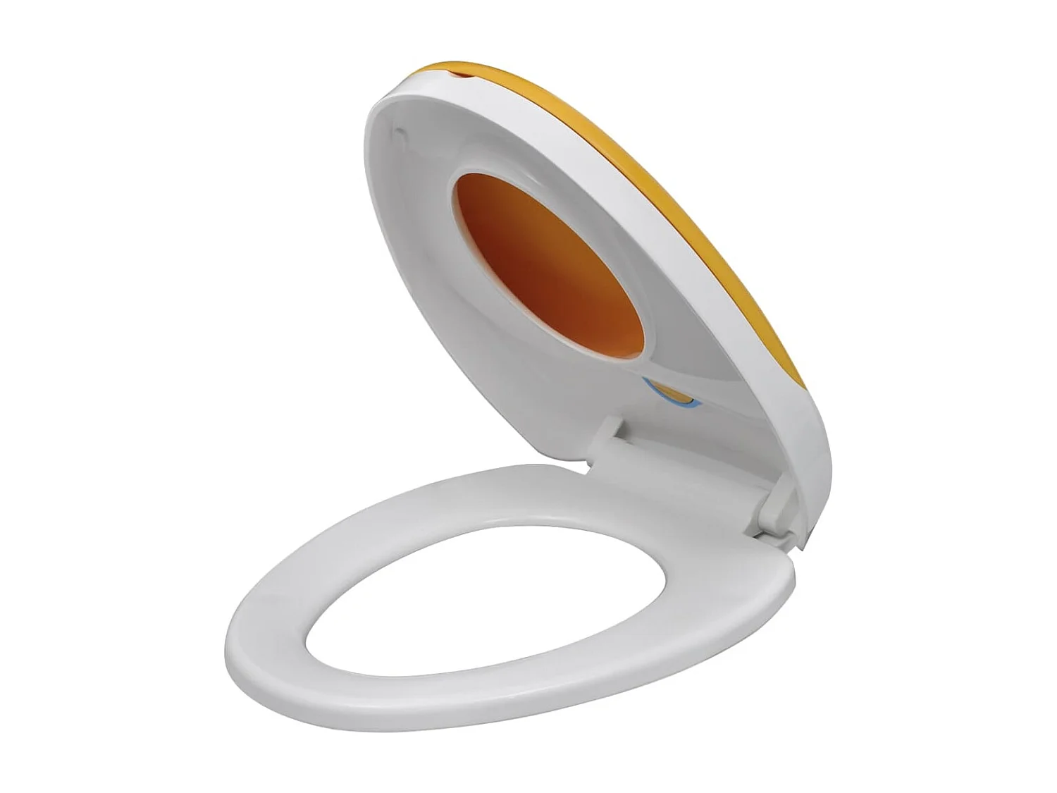 Juego de dos asientos y tapas de inodoro de plástico blanco y amarillo 02_0002959