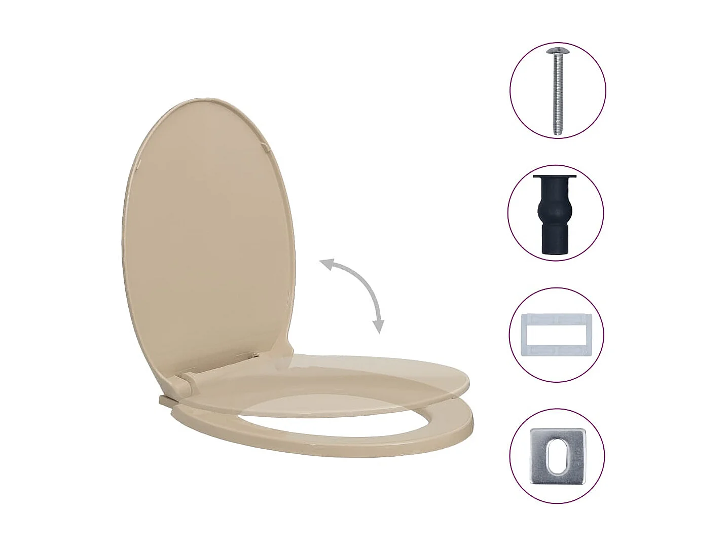 Asiento de Inodoro con Cierre Suave Beige Ovalado 02_0002922