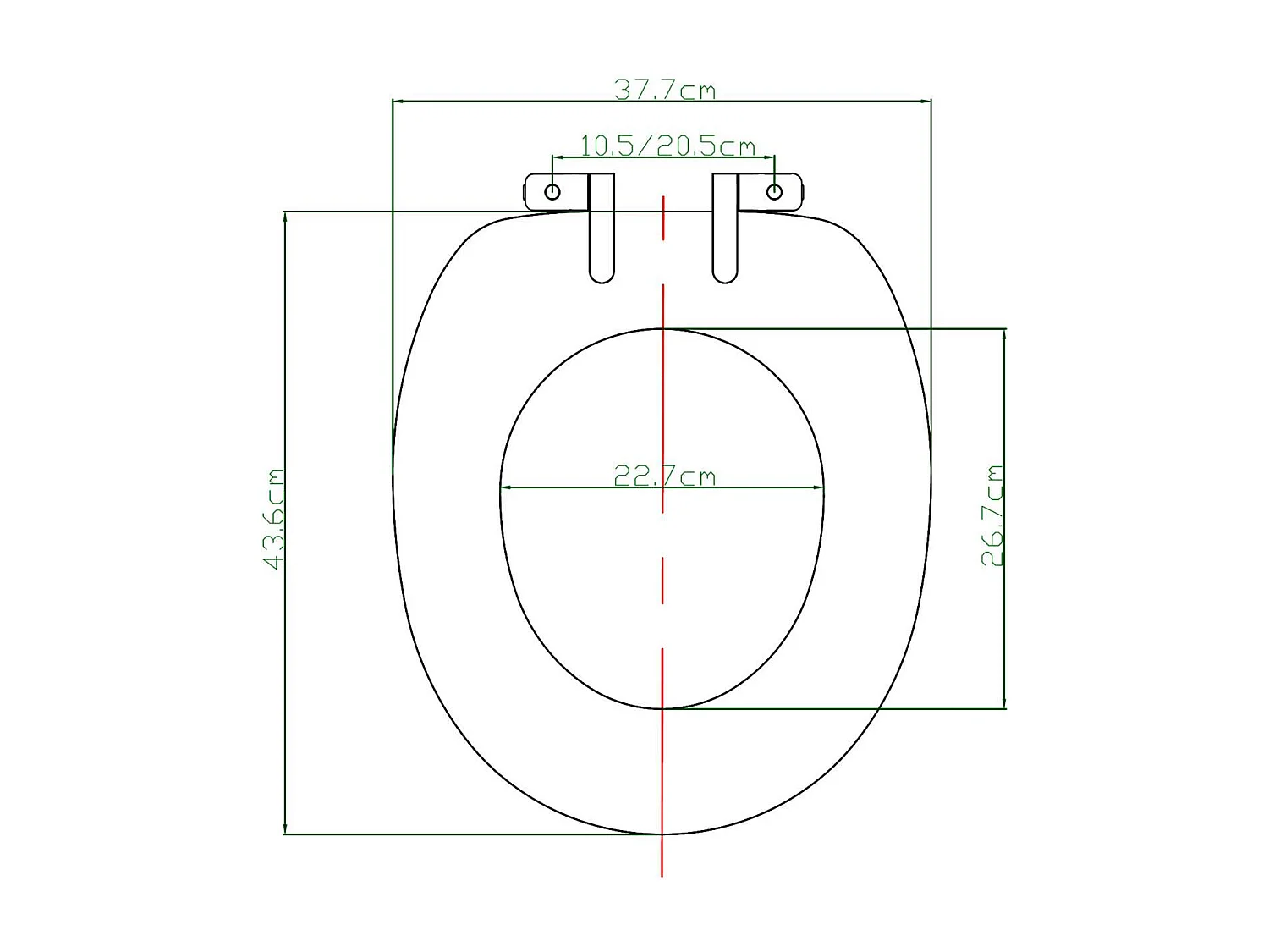 Siège de toilette charnière bois blanche 43.6 x 37.7 x 37.7 cm 19_0000726