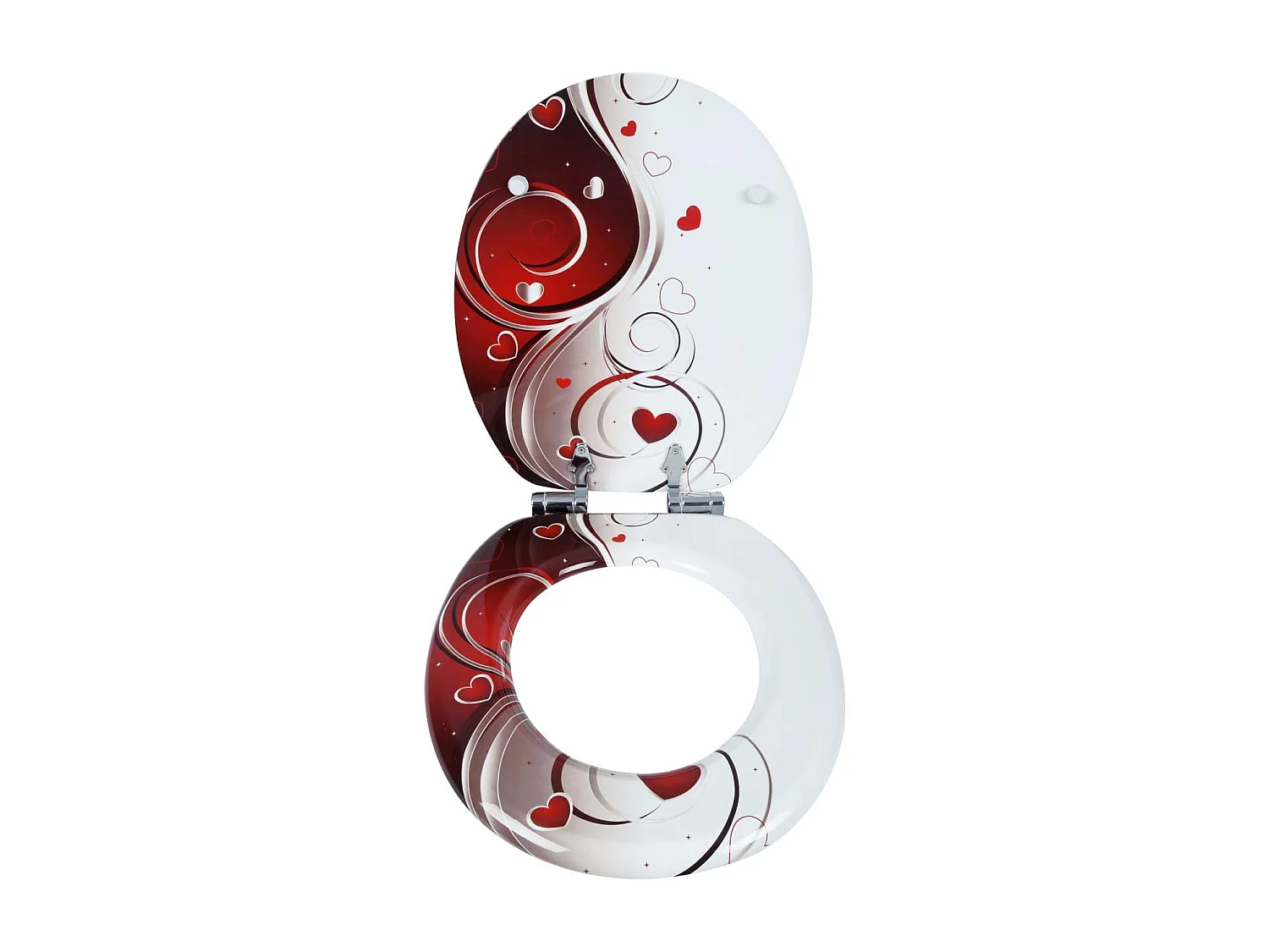 Asiento de inodoro resistente de madera con bisagra de cierre lento para baño blanco y rojo 19_0000726