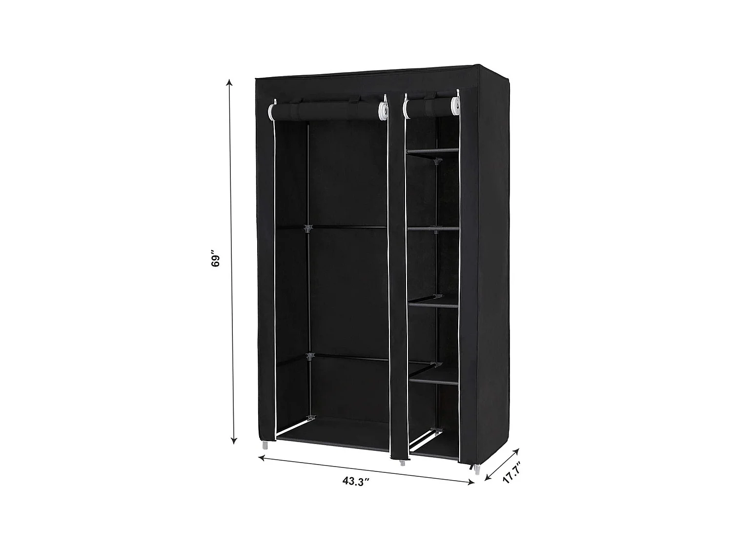 Armadio pieghevole porta abiti tela 175 cm nero 12_0000198