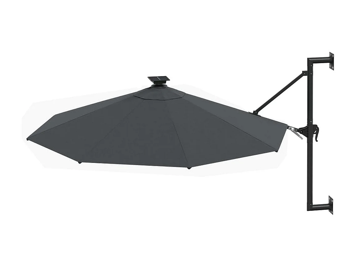 Guarda-sol de parede com haste metálica e LED 300 cm antracite 02_0008690