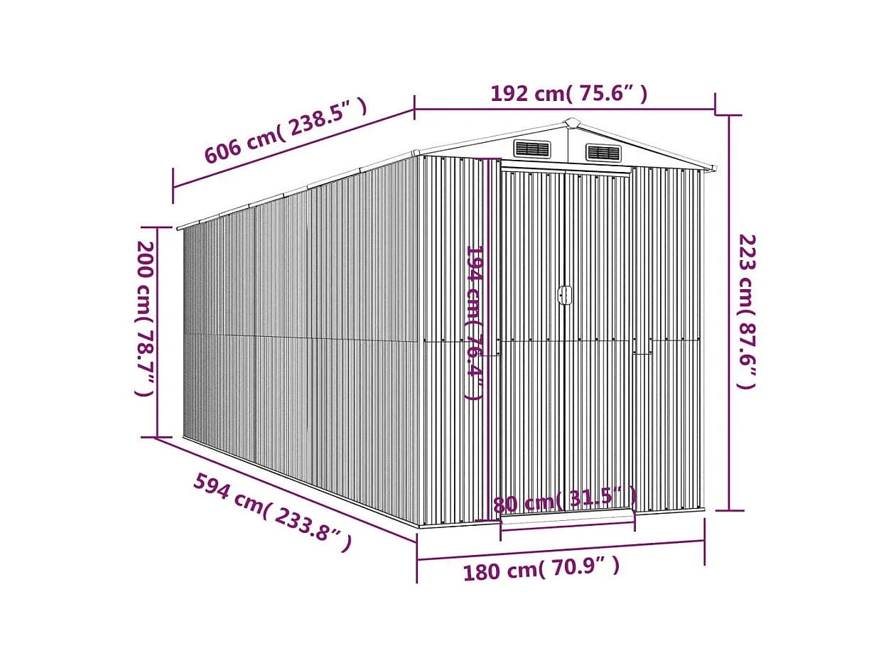 Abri de jardin cabane marron 192 x 606 x 223 cm 02_0022307