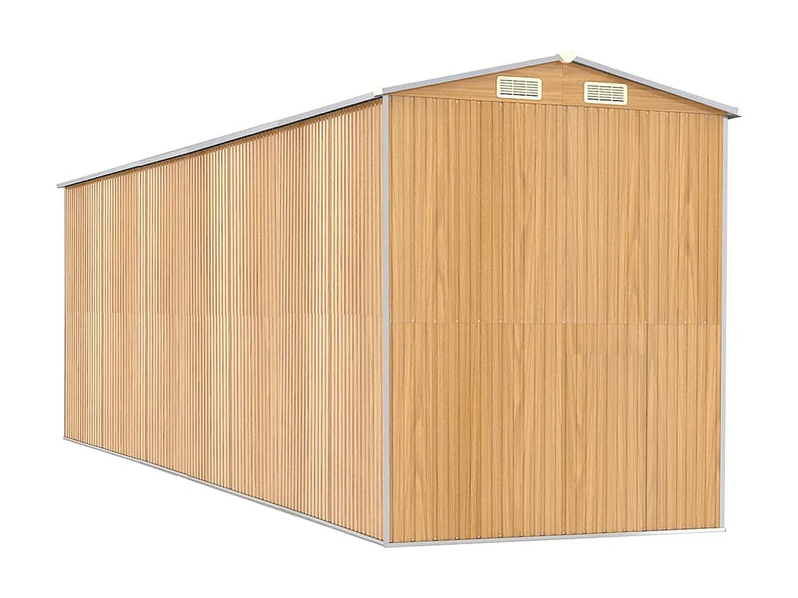 Galpão de jardim Cabine Galpão Casa de armazenamento Galpão ao ar livre Ferramentas Robusto Transparente 192 x 606 x 223 cm Aço Galvanizado Marrom 02_0022307