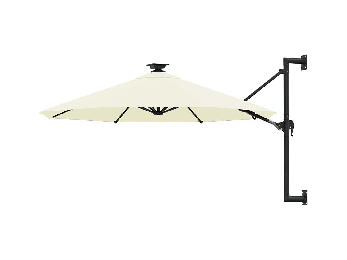 Sombrilla de pared con mástil metálico y LED 300 cm arena 02_0008694