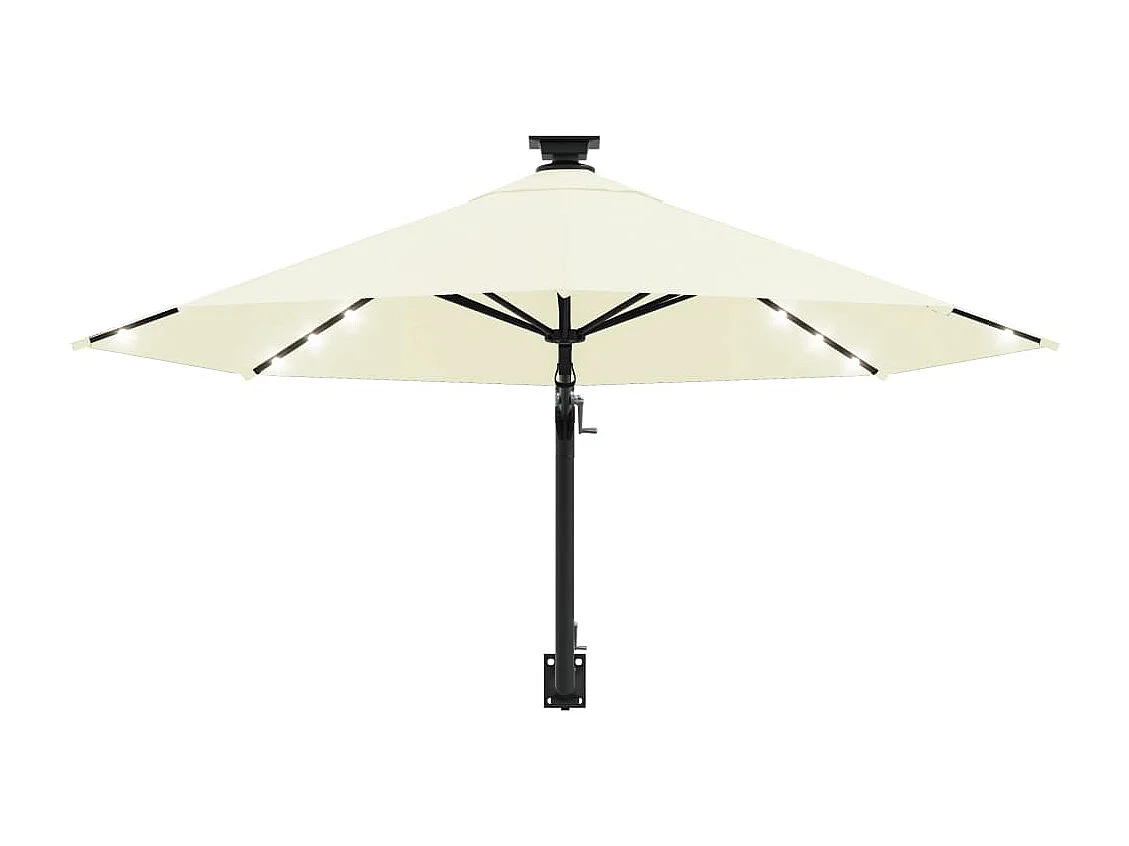 Guarda-sol de parede com haste metálica e LED 300 cm areia 02_0008694