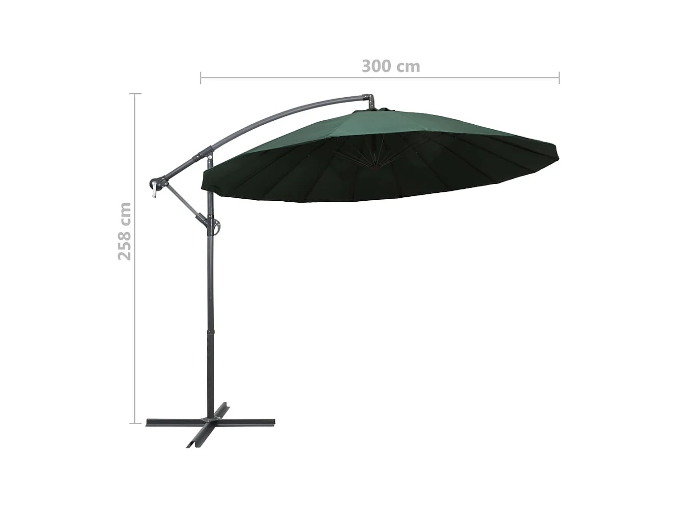 Ombrellone a sospensione 3 m alluminio verde 02_0008729